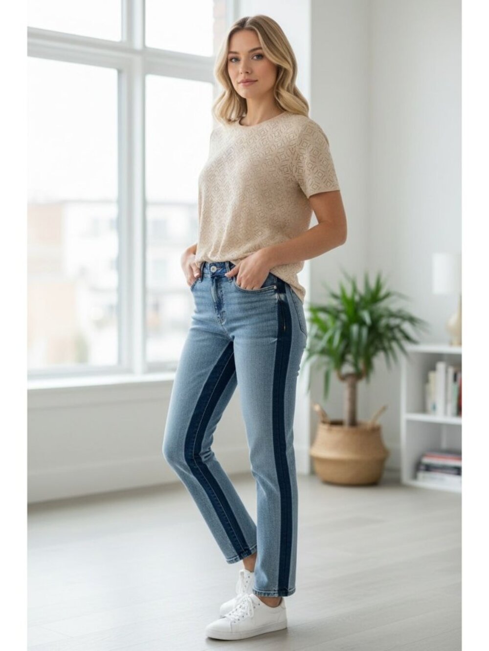 Kut From The Kloth Charlotte Womens Size 10 Blue Wide-Leg Chic Jeans 99% Cotton